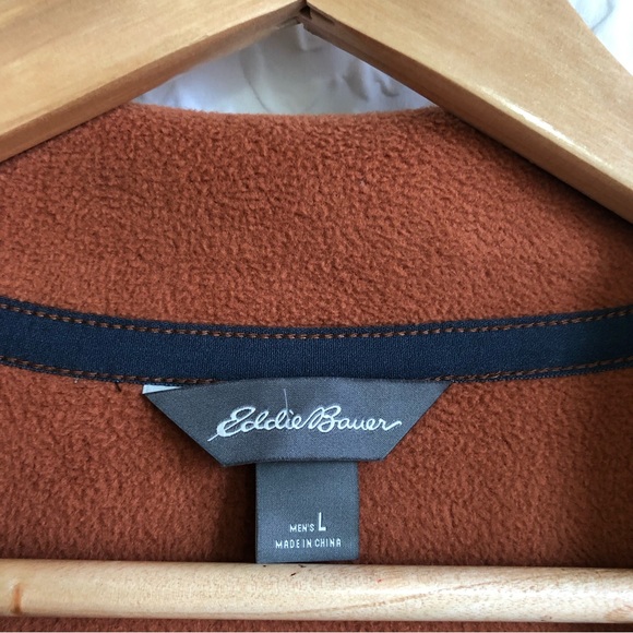 NWT Eddie Bauer Men's Chilali Faux Shearling Fleece Full Zip Cognac Jacket - Picture 13 of 16